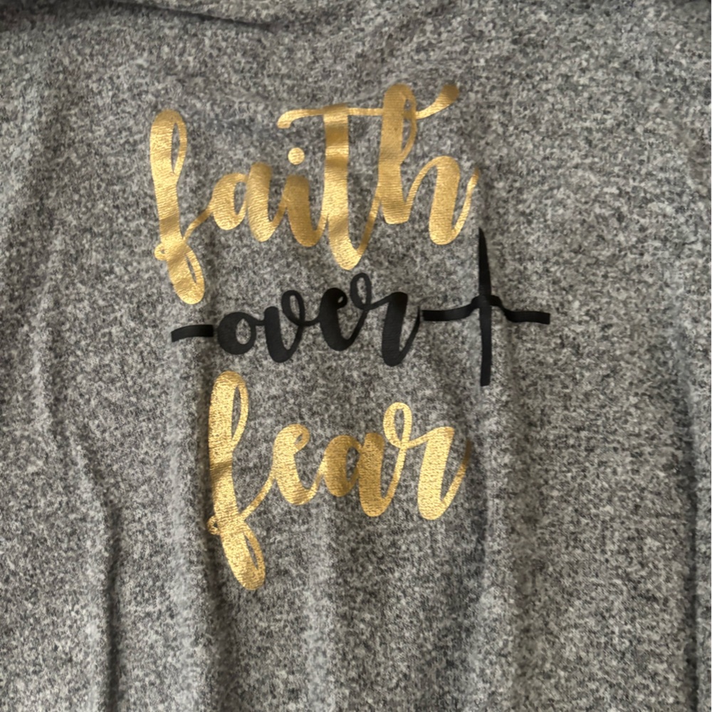 Faith over Fear Gray Long Sleeve Sweater 2X